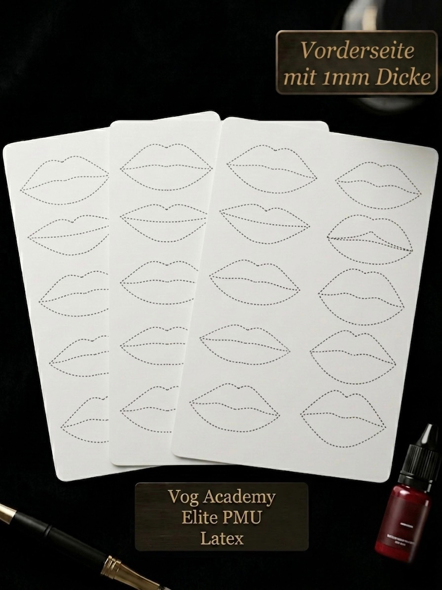 Vog PMU/Tattoo Übungshaut Latex 
Lippen 3 Stk. 1mm dicke